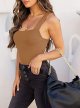 Womens Sexy Square Neck Sleeveless Tank Tops Bodysuits Clubwear