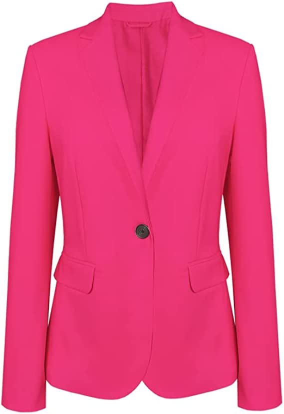 Womens Long Sleeve Blazers for One Button Hot Pink Blazer Women with Pocket